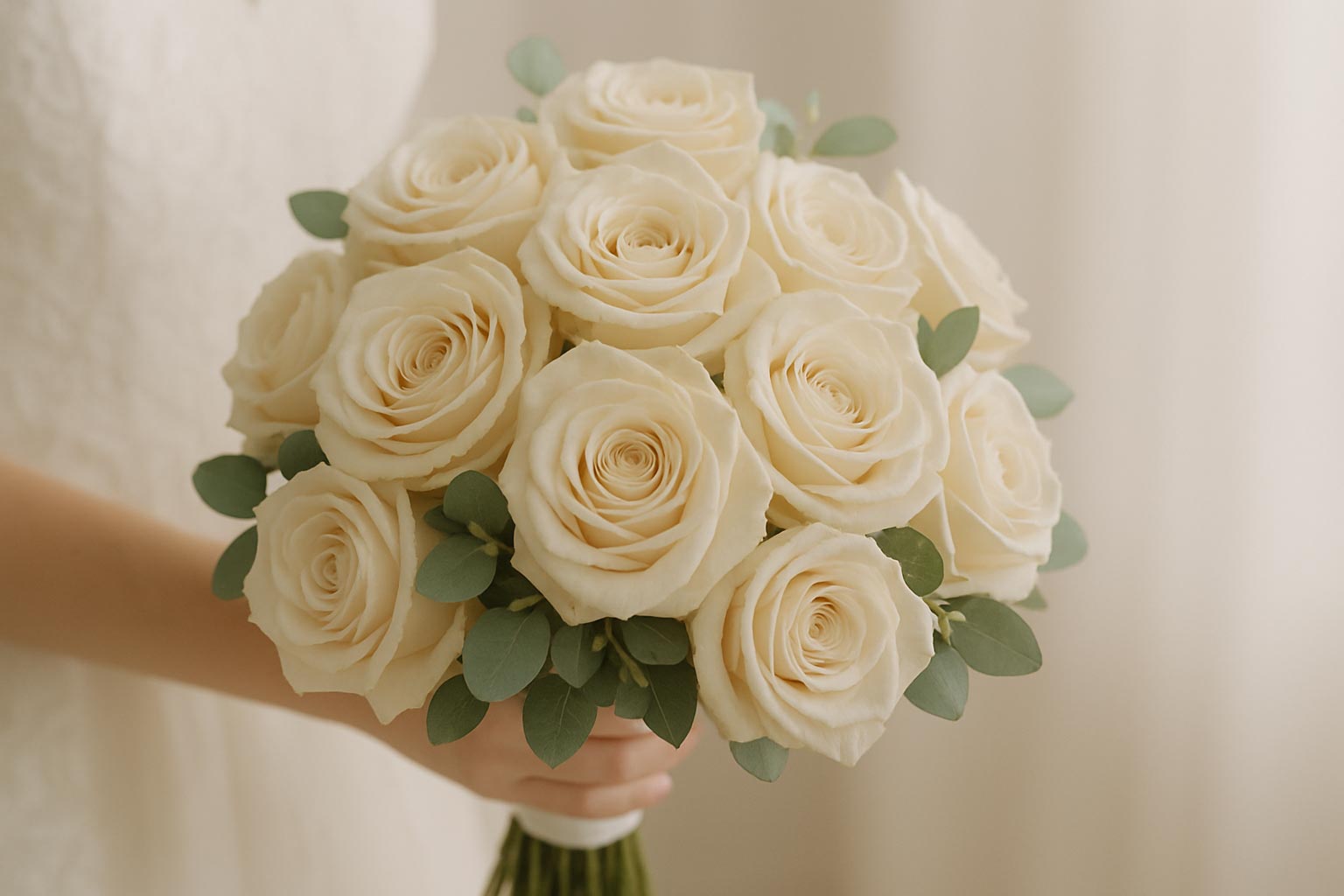 Vendela rose bridal bouquet with ivory tones