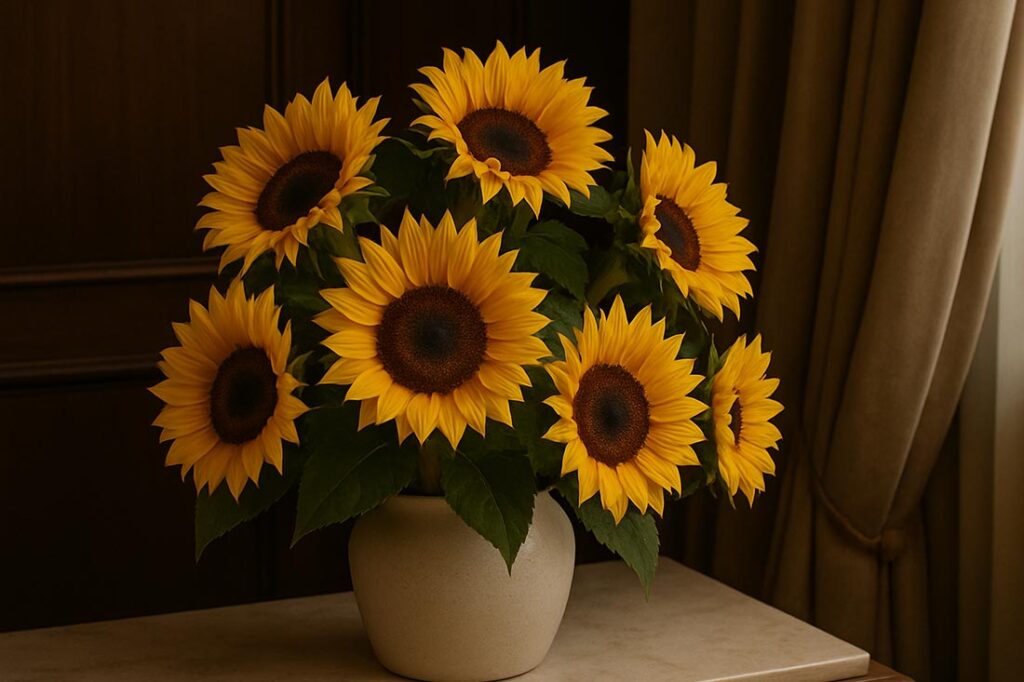 sunflower arrangment in a vase