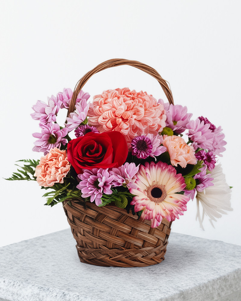 Bright Pink Flower Basket