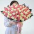 100 Pink and White Roses Bouquet
