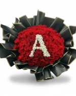 100 Red Roses with Custom Initial Bouquet