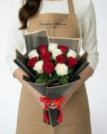 12 Red and White Roses Bouquet