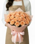 24 Peach Roses Bouquet