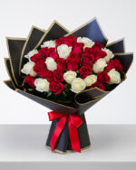 50 Red and White Roses Bouquet