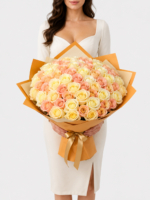 50 Yellow and Peach Garden Roses