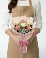 6 Pink and White Roses Bouquet