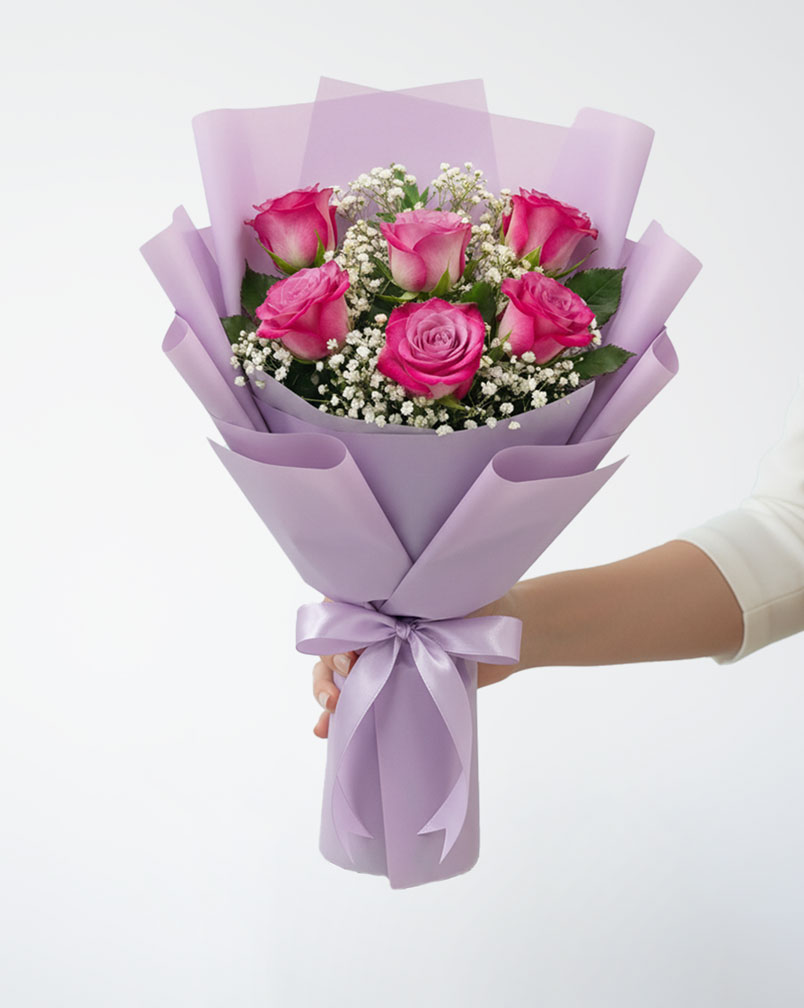 6 Purple Roses Bouquet