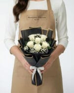 6 White Roses Bouquet