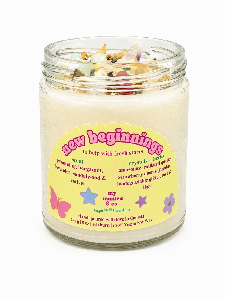 New Beginnings Crystal Soy Candle - Bergamot, Lavender, Sandalwood & Vetiver _making-dream