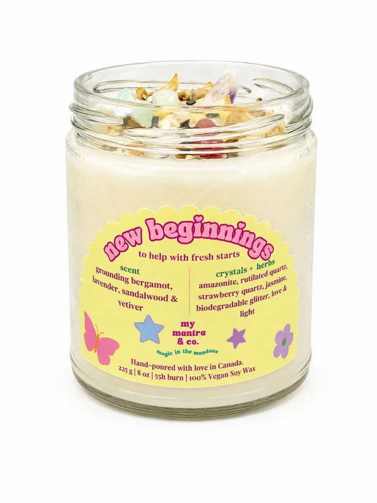 New Beginnings Crystal Soy Candle - Bergamot, Lavender, Sandalwood & Vetiver _making-dream