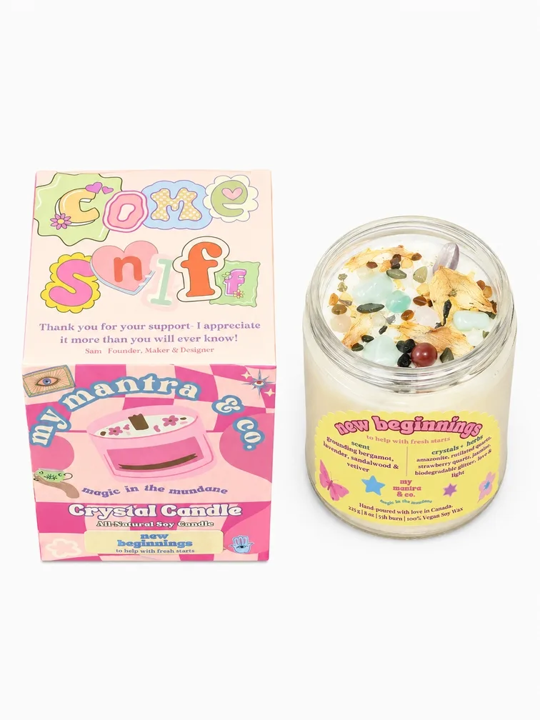 New Beginnings Crystal Soy Candle - Bergamot, Lavender, Sandalwood & Vetiver _making-dream