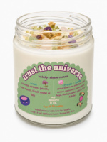 Trust the Universe Crystal Candle - Coconut Cream, Peach & Rose Water Vegan Soy Candle making-dream