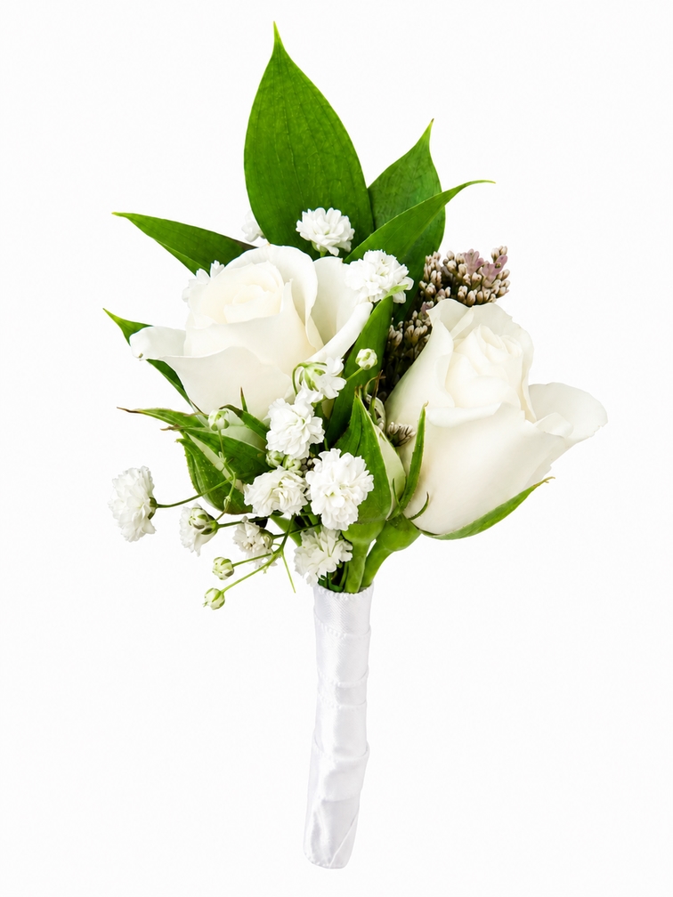 Luxury Rose Boutonniere white