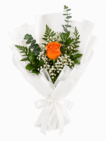 single rose bouquet orange