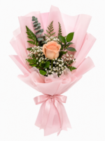 single rose bouquet peach
