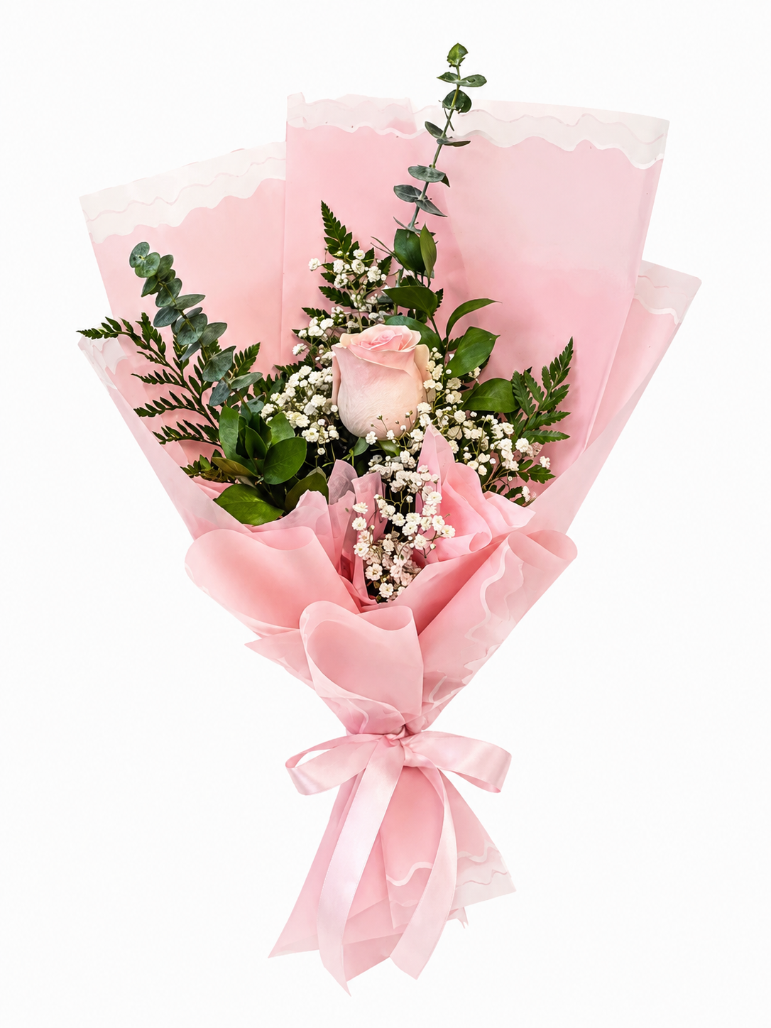 single rose bouquet pink